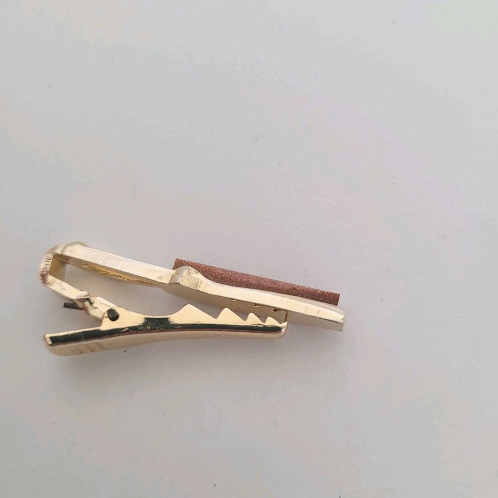 Goldstone Gold Sparkle Tie Bar Clip Tac Clasp Retro Vintage Unbranded Small